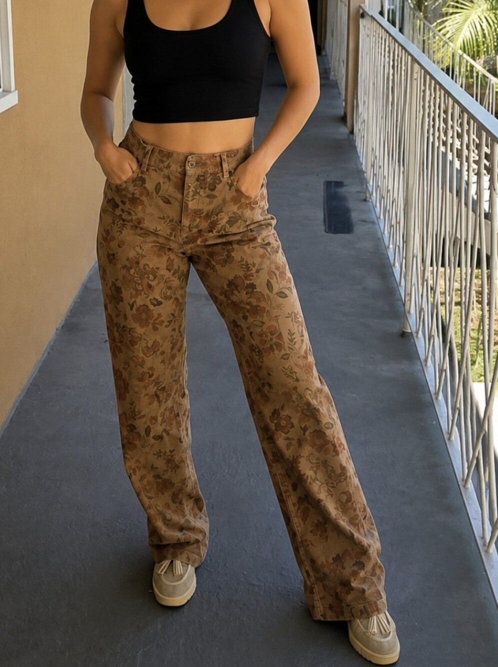 Liz Claiborne vintage floral corduroy Wide Leg Pants